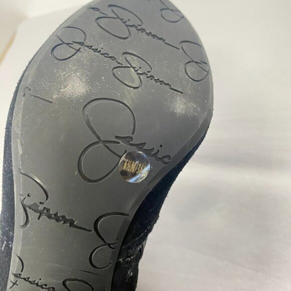 Jessica Simpson Black Suede Fringe Heeled Booties - Picture 6 of 9